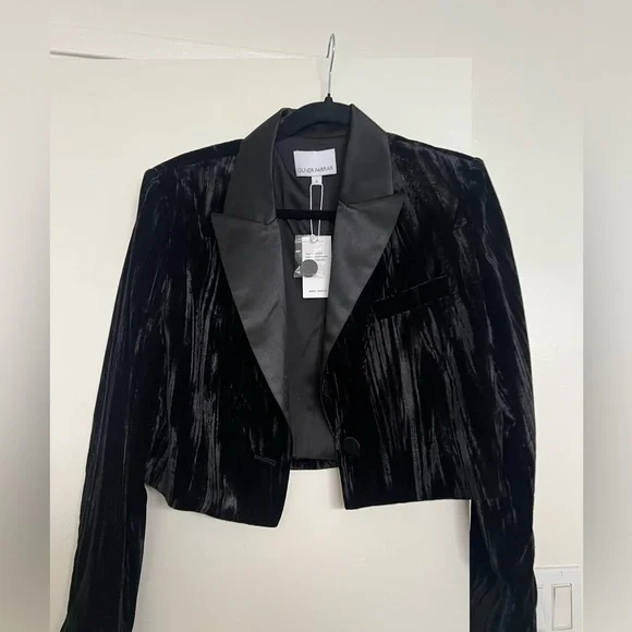 NWT Gilner Farrar cropped black velvet jacket